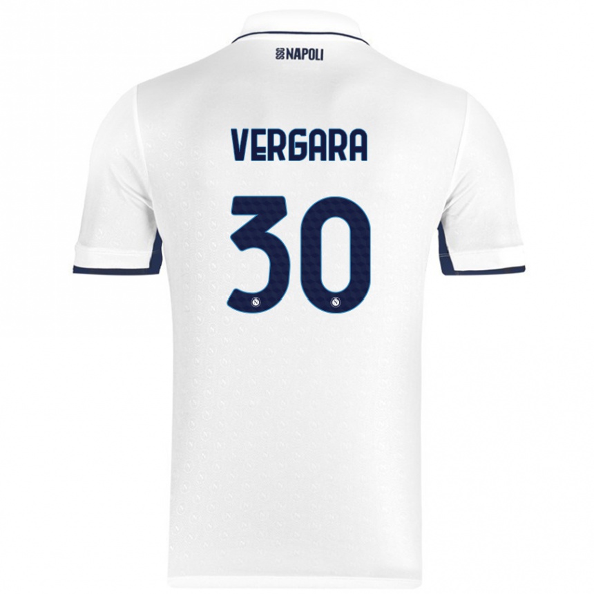 Kids Football Antonio Vergara #30 White Royal Blue Away Jersey 2024/25 T-Shirt