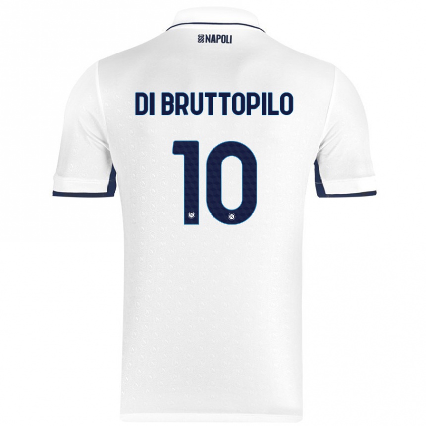 Kids Football Giuseppe Ambrosino Di Bruttopilo #10 White Royal Blue Away Jersey 2024/25 T-Shirt