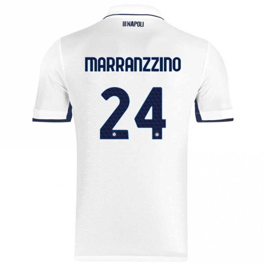 Kids Football Pasquale Marranzzino #24 White Royal Blue Away Jersey 2024/25 T-Shirt