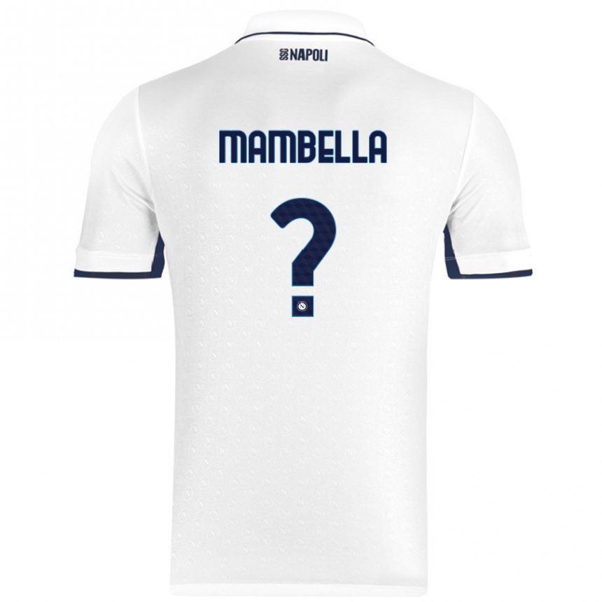 Kids Football Andrea Mambella #0 White Royal Blue Away Jersey 2024/25 T-Shirt