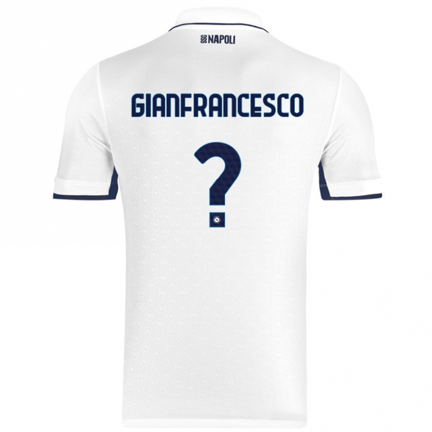 Kids Football Sergio Gianfrancesco #0 White Royal Blue Away Jersey 2024/25 T-Shirt