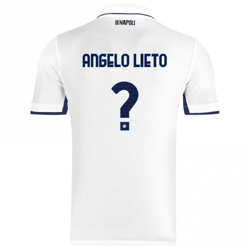 Kids Football Angelo Lieto #0 White Royal Blue Away Jersey 2024/25 T-Shirt