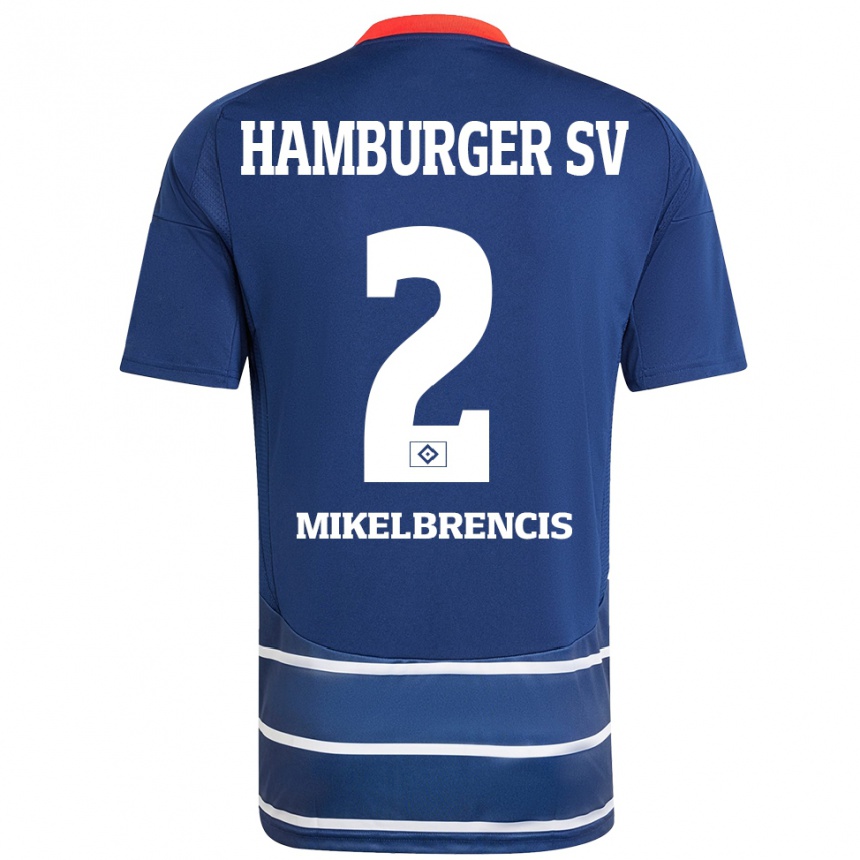 Kids Football William Mikelbrencis #2 Dark Blue Away Jersey 2024/25 T-Shirt