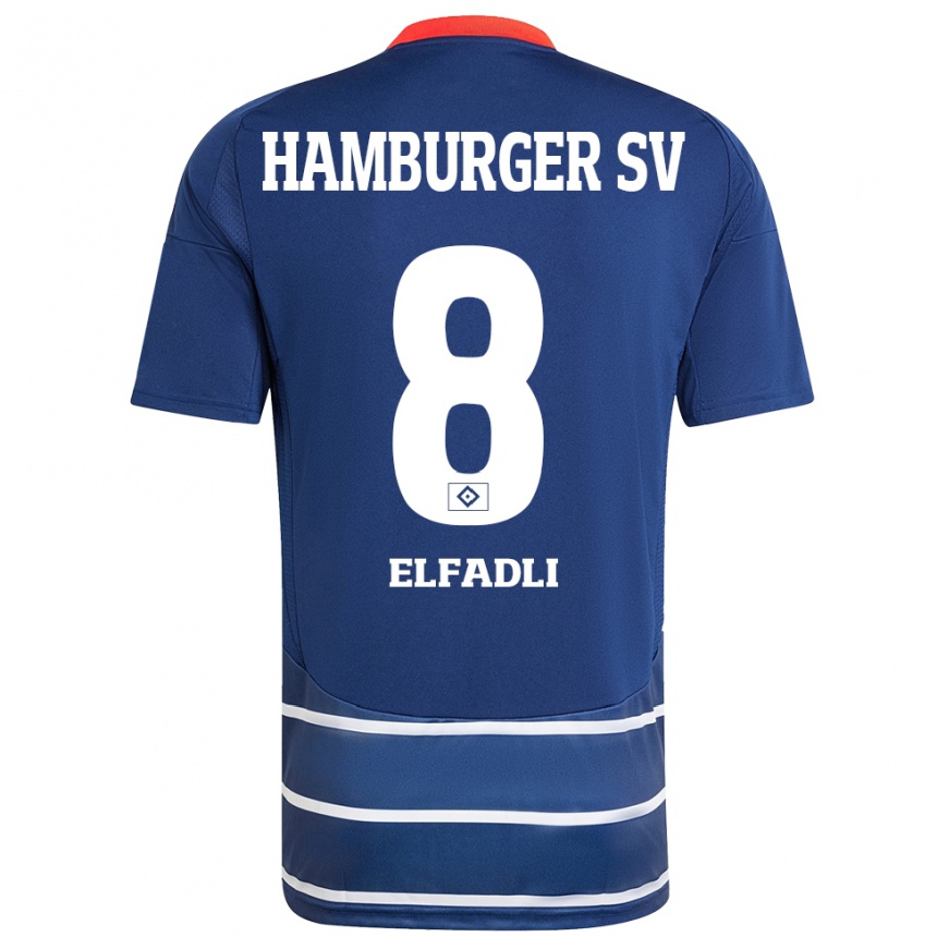 Kids Football Daniel Elfadli #8 Dark Blue Away Jersey 2024/25 T-Shirt