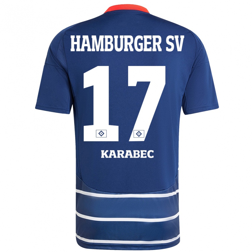 Kids Football Adam Karabec #17 Dark Blue Away Jersey 2024/25 T-Shirt