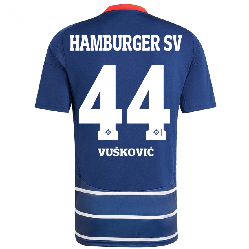 Kids Football Mario Vuskovic #44 Dark Blue Away Jersey 2024/25 T-Shirt