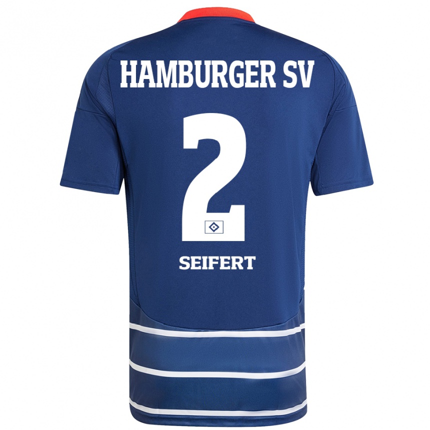 Kids Football Luis Seifert #2 Dark Blue Away Jersey 2024/25 T-Shirt