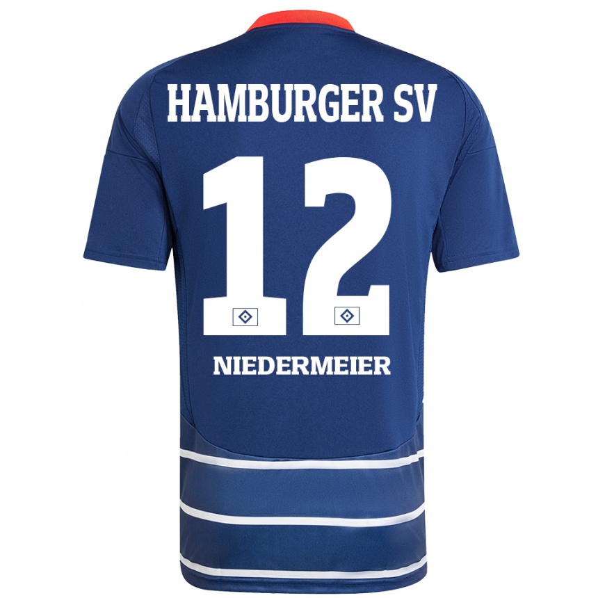 Kids Football Philipp Niedermeier #12 Dark Blue Away Jersey 2024/25 T-Shirt