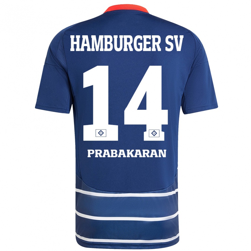 Kids Football Nilavan Prabakaran #14 Dark Blue Away Jersey 2024/25 T-Shirt