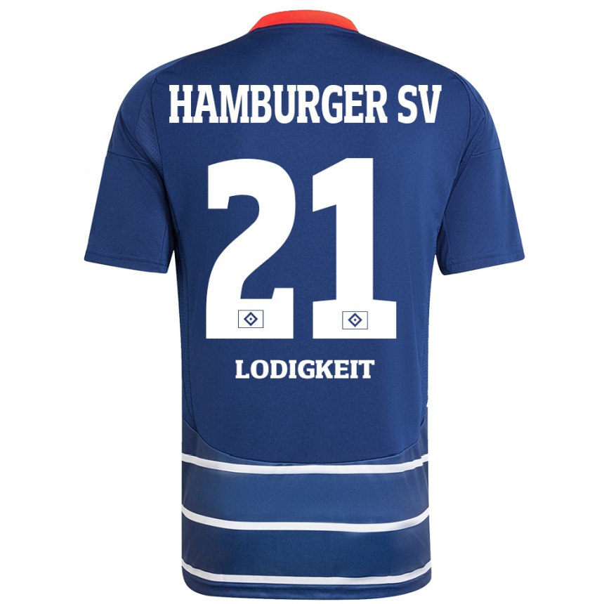 Kids Football Luis Lodigkeit #21 Dark Blue Away Jersey 2024/25 T-Shirt