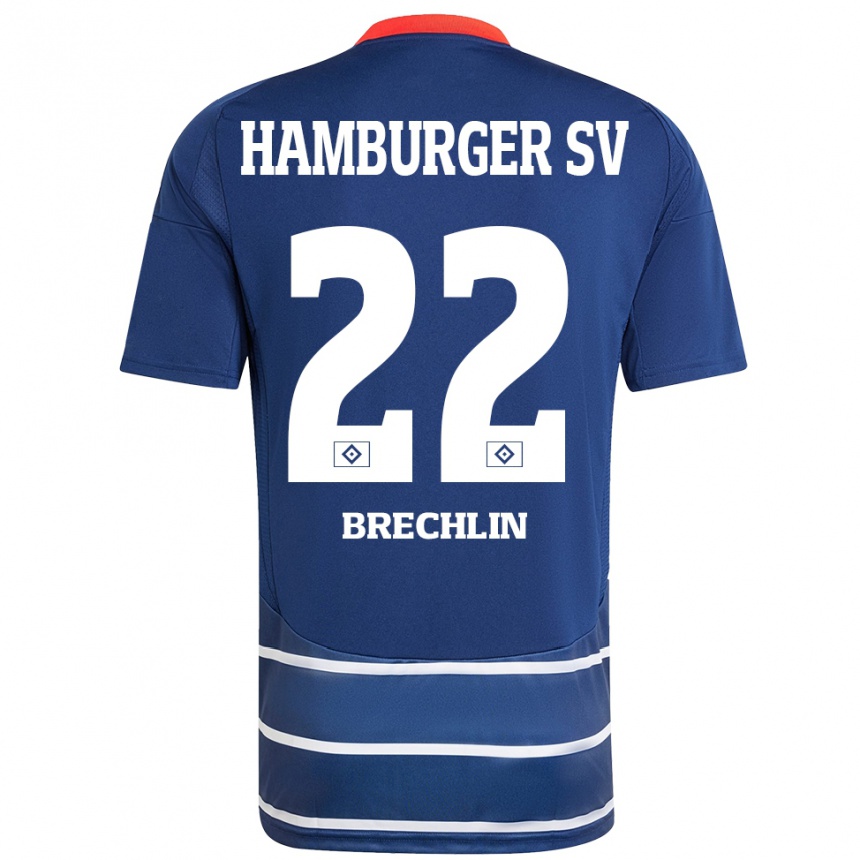 Kids Football Bjarne Brechlin #22 Dark Blue Away Jersey 2024/25 T-Shirt