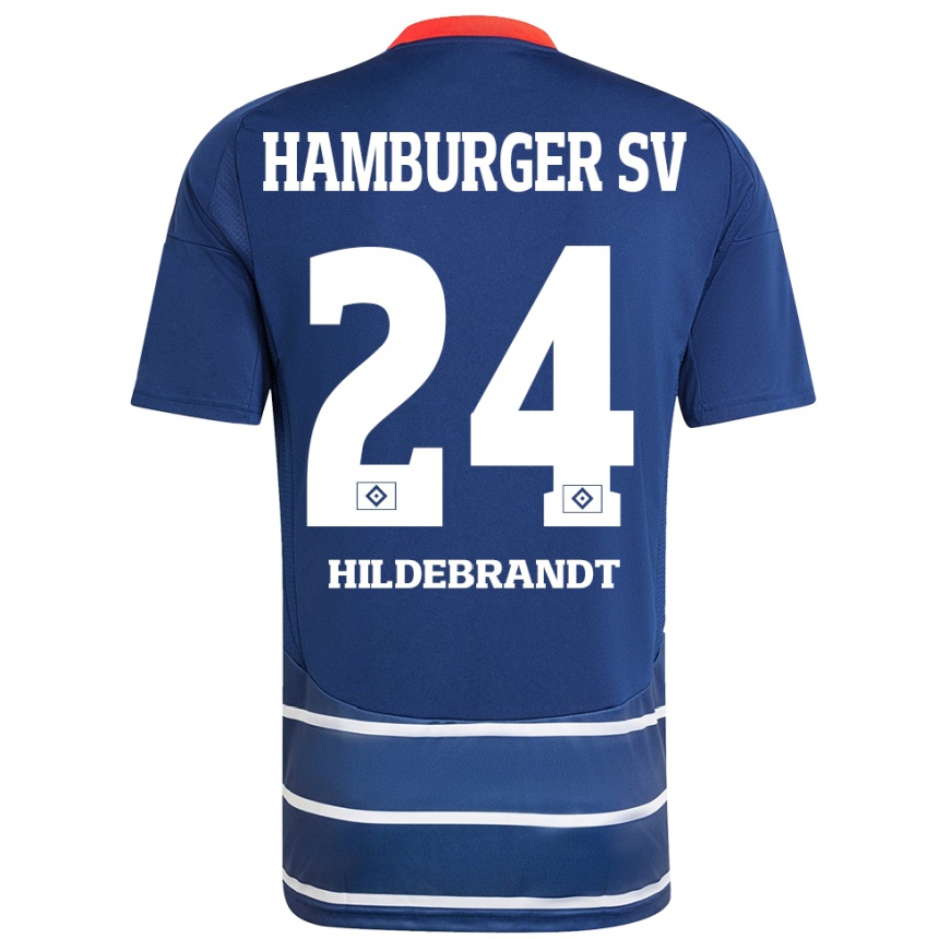 Kids Football Tjark Hildebrandt #24 Dark Blue Away Jersey 2024/25 T-Shirt