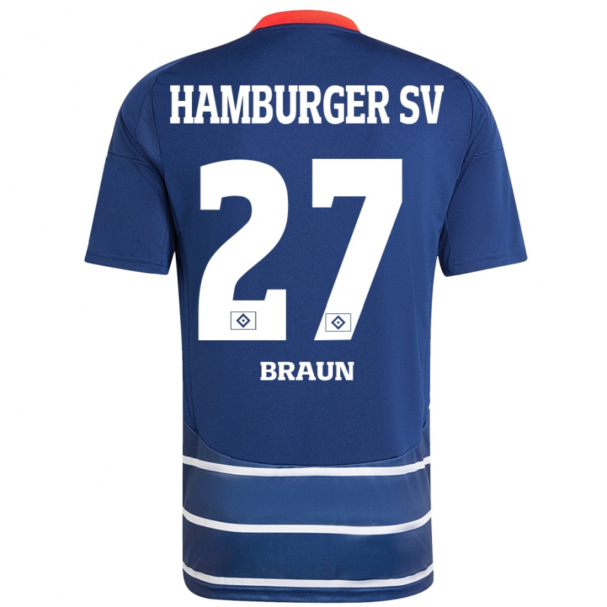 Kids Football Elias Braun #27 Dark Blue Away Jersey 2024/25 T-Shirt