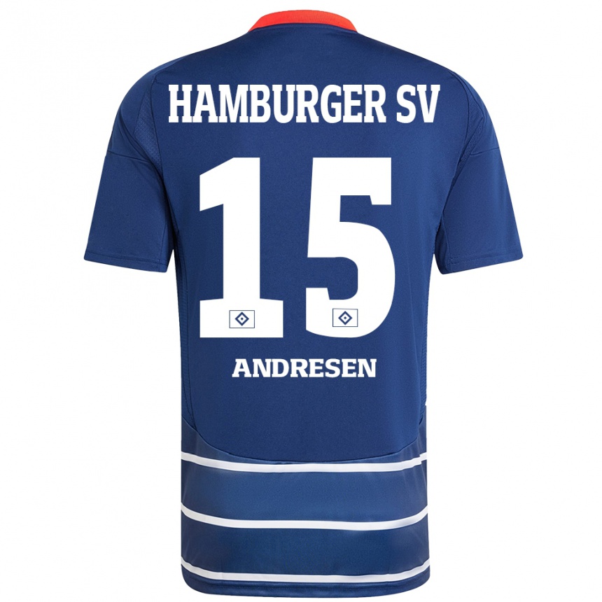 Kids Football Bent Andresen #15 Dark Blue Away Jersey 2024/25 T-Shirt