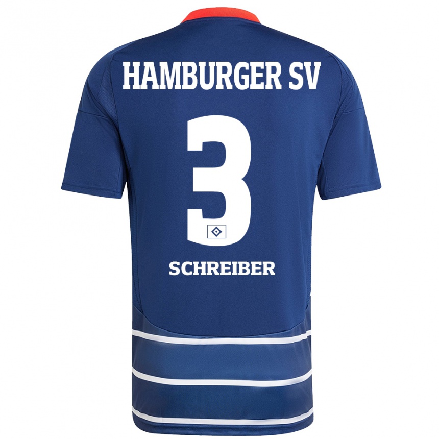 Kids Football David Schreiber #3 Dark Blue Away Jersey 2024/25 T-Shirt