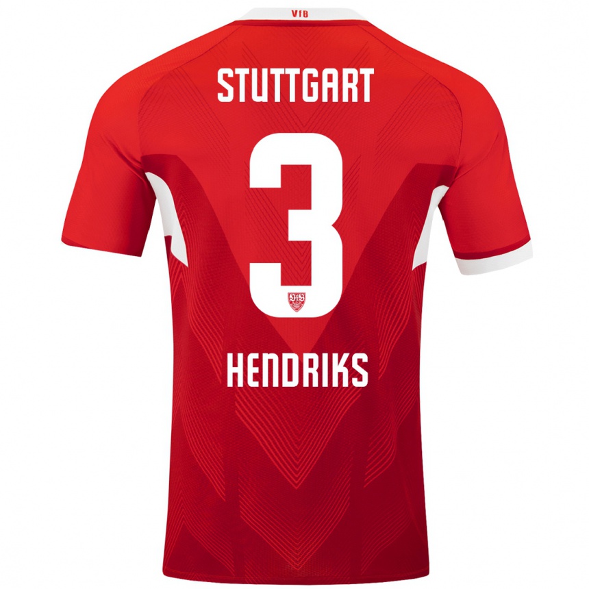 Kids Football Ramon Hendriks #3 Red White Away Jersey 2024/25 T-Shirt