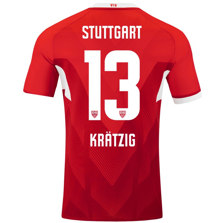 Kids Football Frans Krätzig #13 Red White Away Jersey 2024/25 T-Shirt