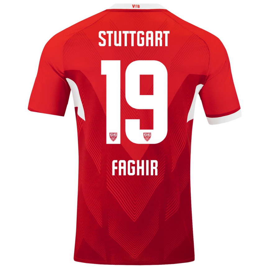 Kids Football Wahid Faghir #19 Red White Away Jersey 2024/25 T-Shirt