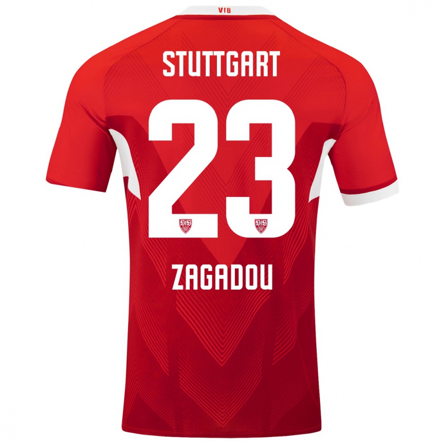 Kids Football Dan-Axel Zagadou #23 Red White Away Jersey 2024/25 T-Shirt