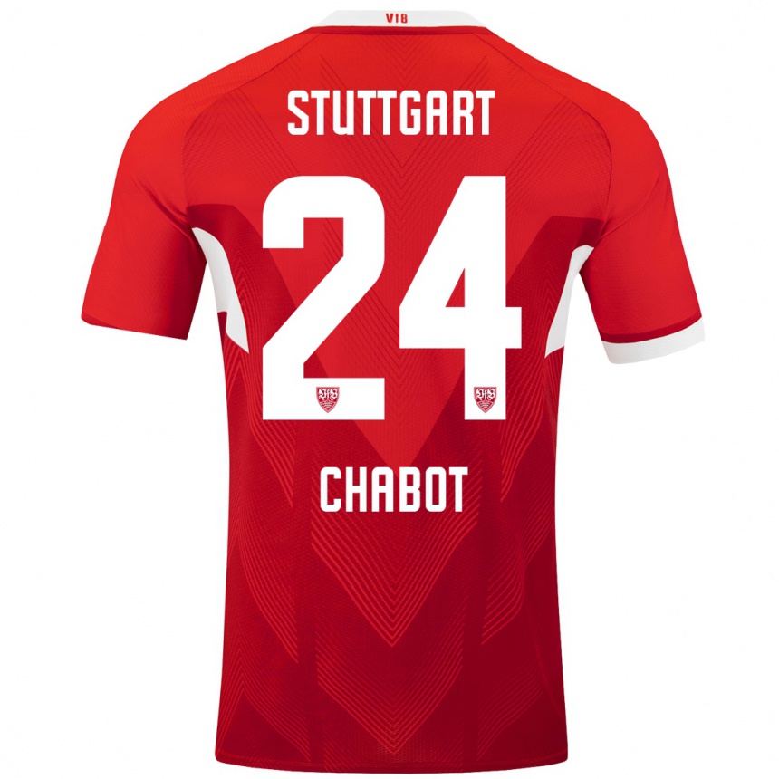 Kids Football Jeff Chabot #24 Red White Away Jersey 2024/25 T-Shirt