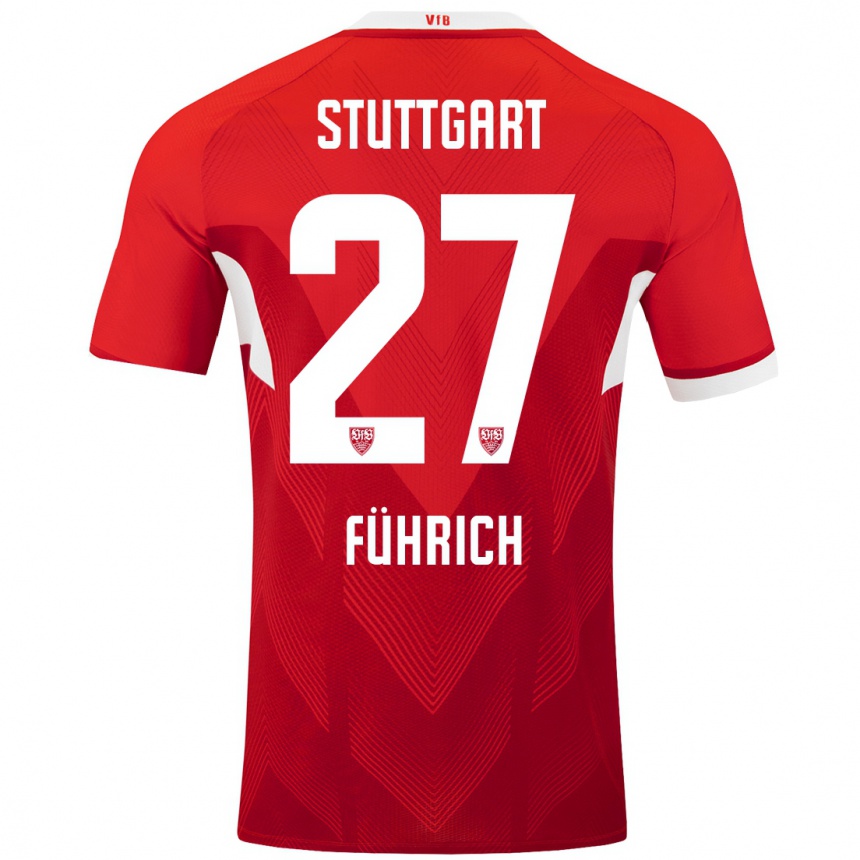 Kids Football Chris Führich #27 Red White Away Jersey 2024/25 T-Shirt