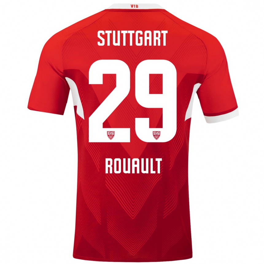 Kids Football Anthony Rouault #29 Red White Away Jersey 2024/25 T-Shirt