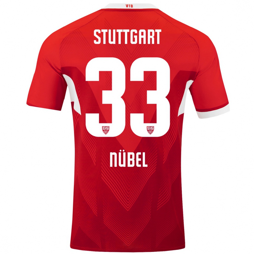 Kids Football Alexander Nübel #33 Red White Away Jersey 2024/25 T-Shirt