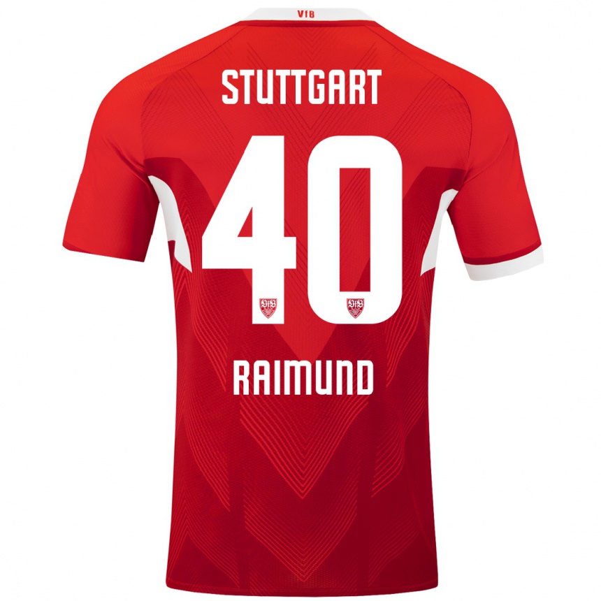 Kids Football Luca Raimund #40 Red White Away Jersey 2024/25 T-Shirt