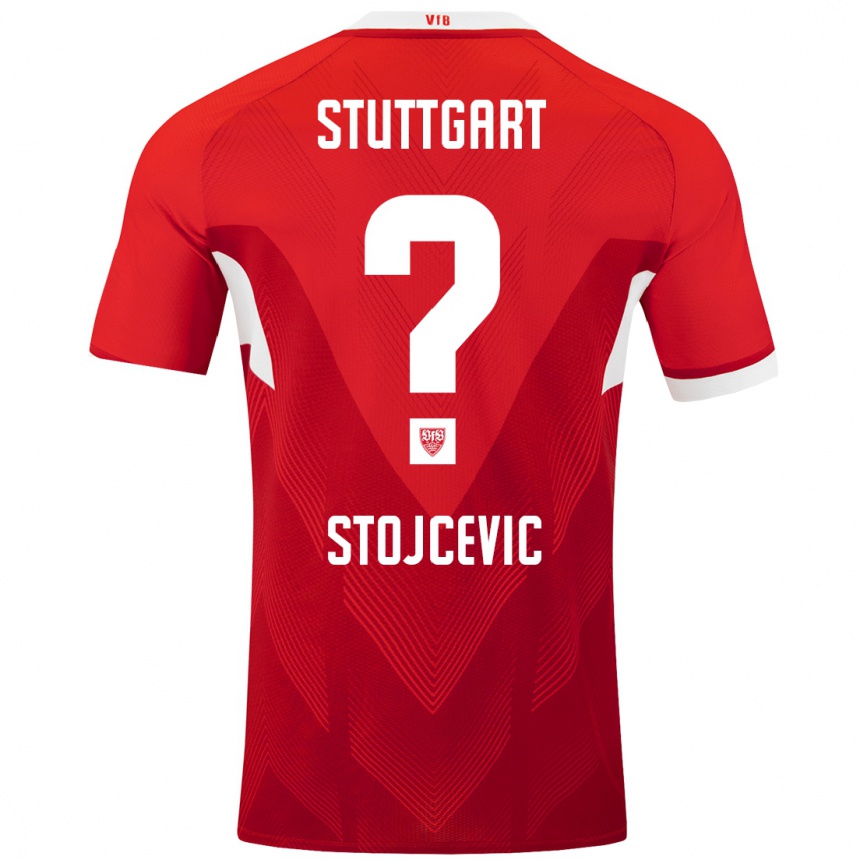 Kids Football Martin Stojcevic #0 Red White Away Jersey 2024/25 T-Shirt