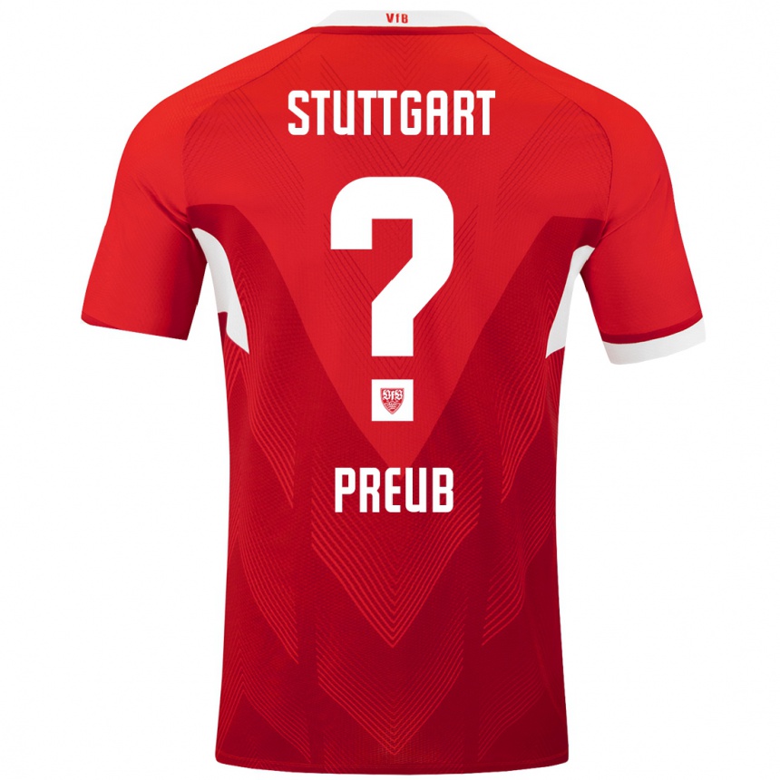 Kids Football Laurin Preuß #0 Red White Away Jersey 2024/25 T-Shirt