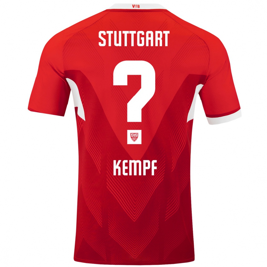 Kids Football Karl Kempf #0 Red White Away Jersey 2024/25 T-Shirt