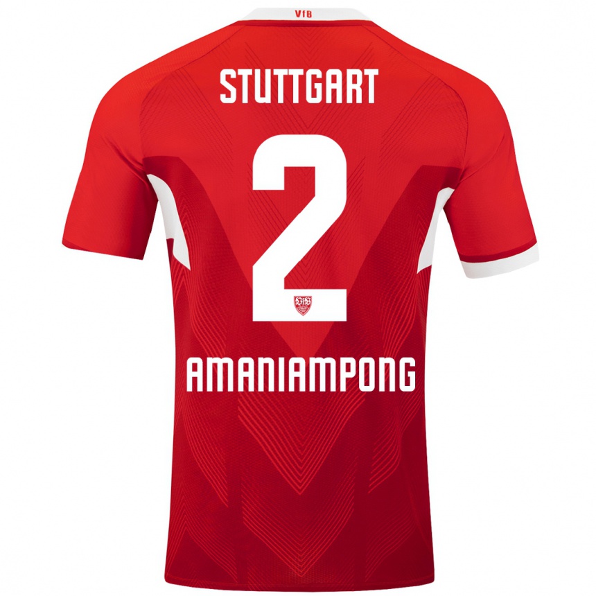 Kids Football Kaden Amaniampong #2 Red White Away Jersey 2024/25 T-Shirt