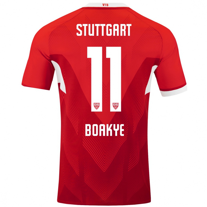 Kids Football Benjamin Boakye #11 Red White Away Jersey 2024/25 T-Shirt