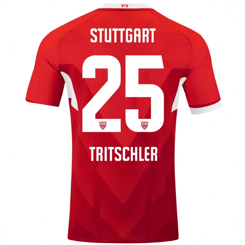 Kids Football David Tritschler #25 Red White Away Jersey 2024/25 T-Shirt