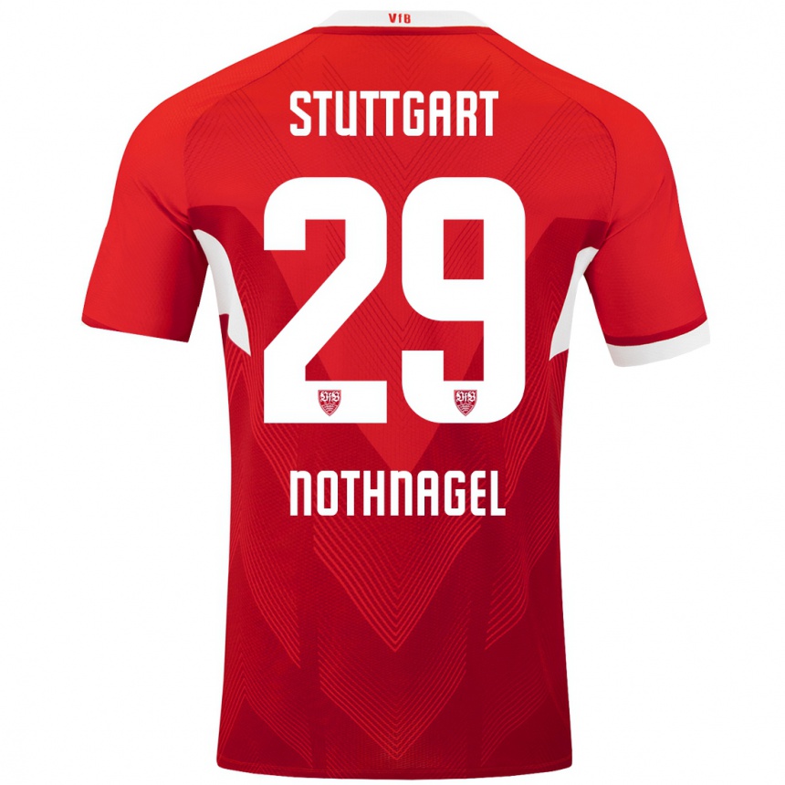 Kids Football Dominik Nothnagel #29 Red White Away Jersey 2024/25 T-Shirt