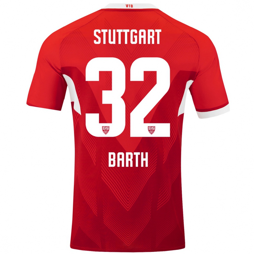 Kids Football Tom Barth #32 Red White Away Jersey 2024/25 T-Shirt