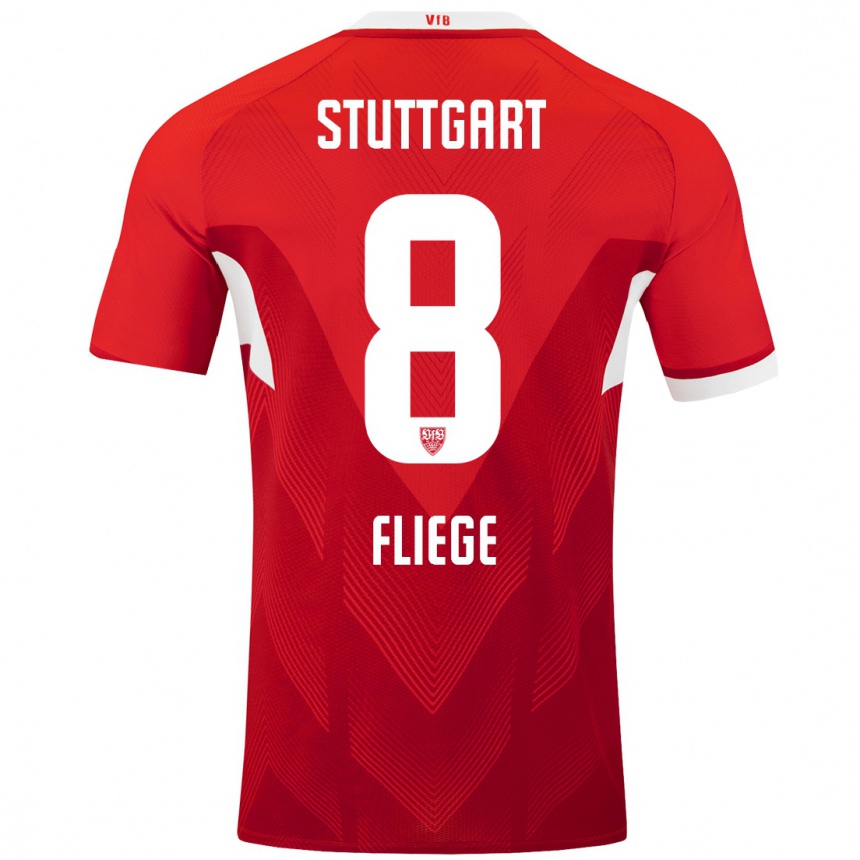 Kids Football Anna Fliege #8 Red White Away Jersey 2024/25 T-Shirt