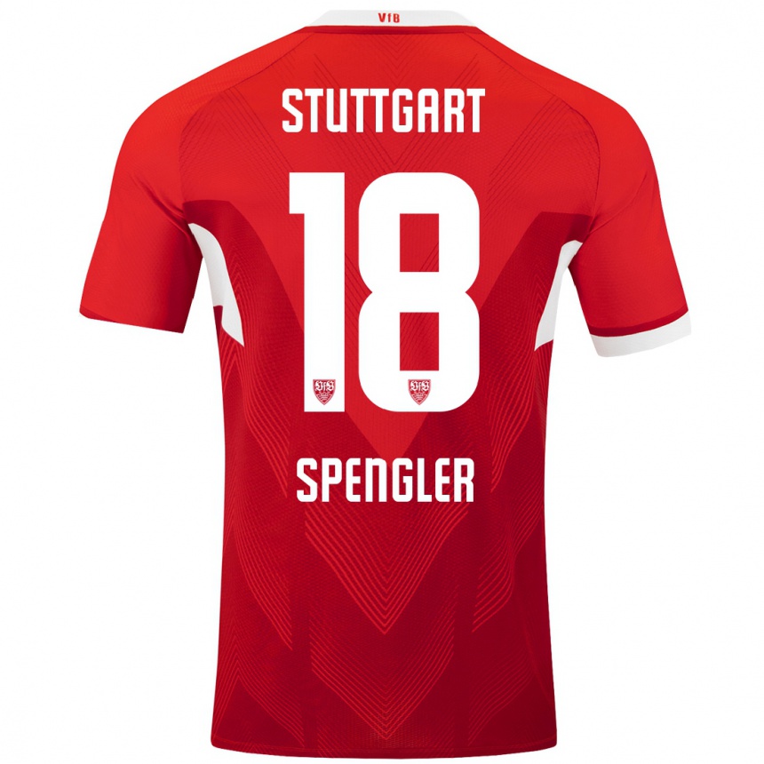 Kids Football Jana Spengler #18 Red White Away Jersey 2024/25 T-Shirt