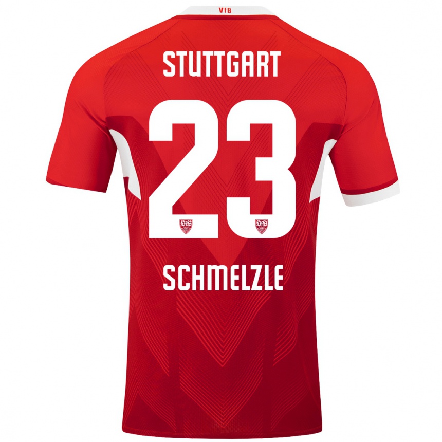 Kids Football Marlen Schmelzle #23 Red White Away Jersey 2024/25 T-Shirt