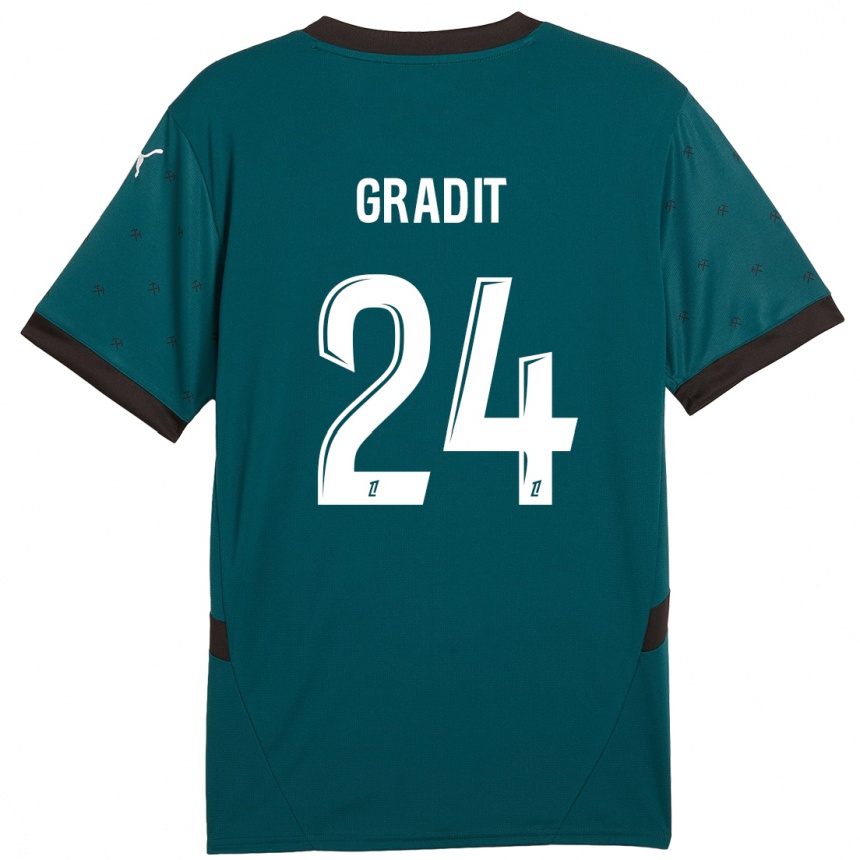 Kids Football Jonathan Gradit #24 Dark Green Away Jersey 2024/25 T-Shirt