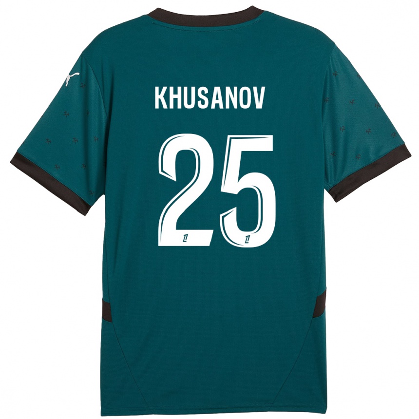 Kids Football Abdukodir Khusanov #25 Dark Green Away Jersey 2024/25 T-Shirt