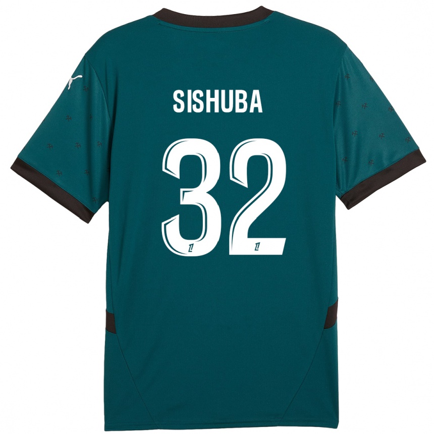 Kids Football Ayanda Sishuba #32 Dark Green Away Jersey 2024/25 T-Shirt