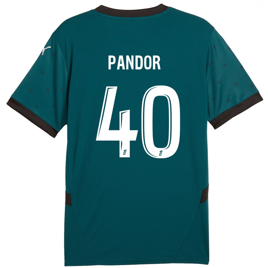 Kids Football Yannick Pandor #40 Dark Green Away Jersey 2024/25 T-Shirt