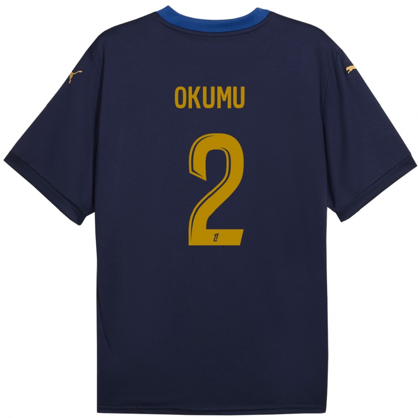 Kids Football Joseph Okumu #2 Navy Gold Away Jersey 2024/25 T-Shirt