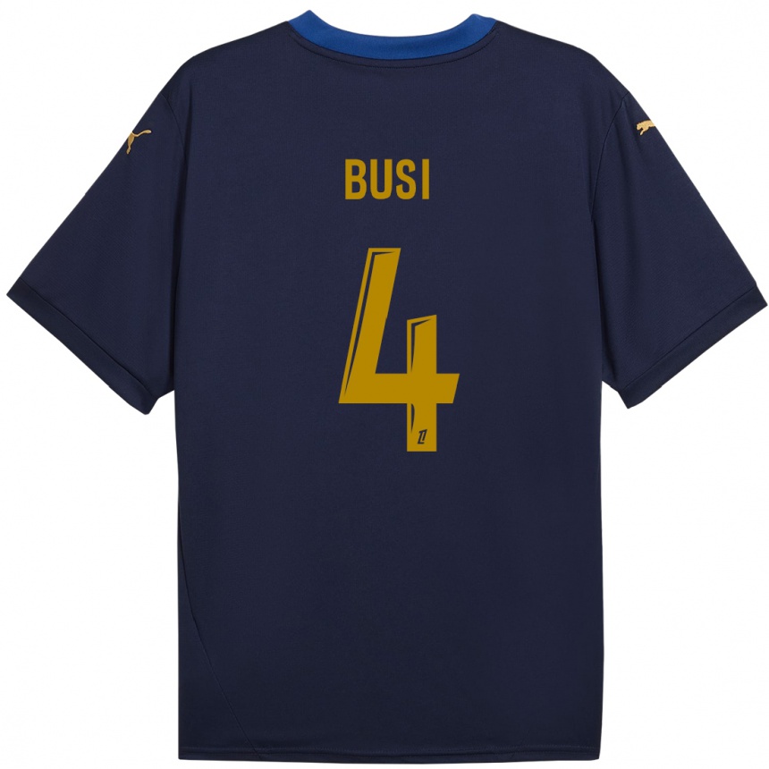 Kids Football Maxime Busi #4 Navy Gold Away Jersey 2024/25 T-Shirt