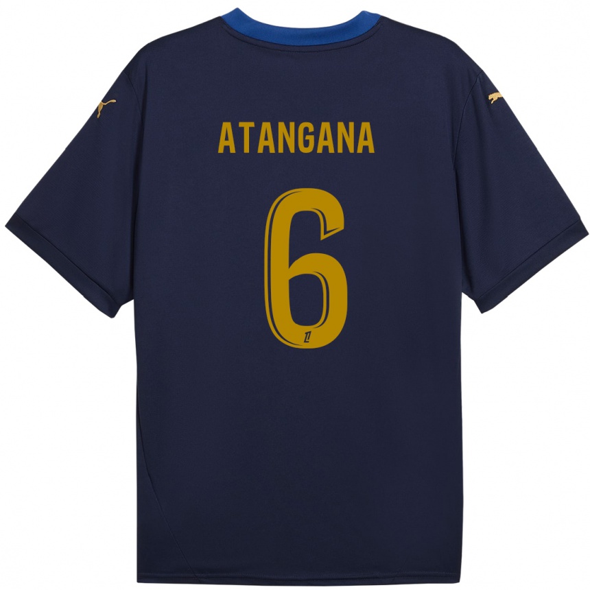 Kids Football Valentin Atangana Edoa #6 Navy Gold Away Jersey 2024/25 T-Shirt