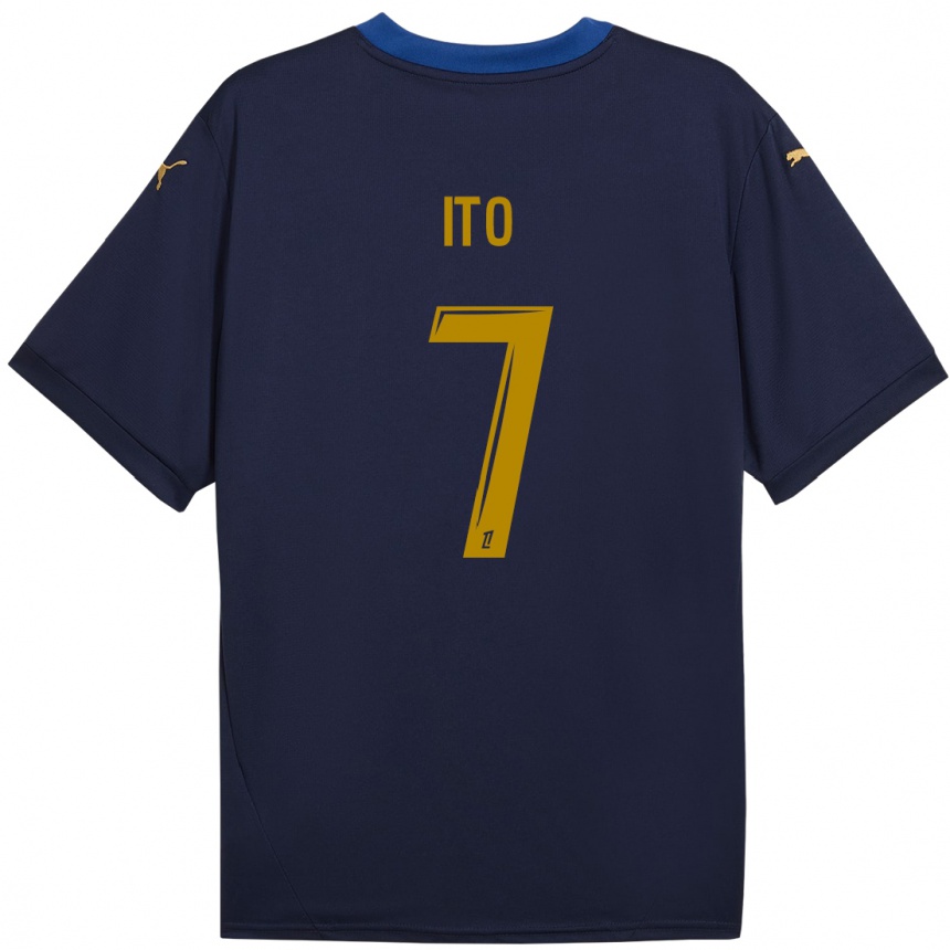 Kids Football Junya Ito #7 Navy Gold Away Jersey 2024/25 T-Shirt