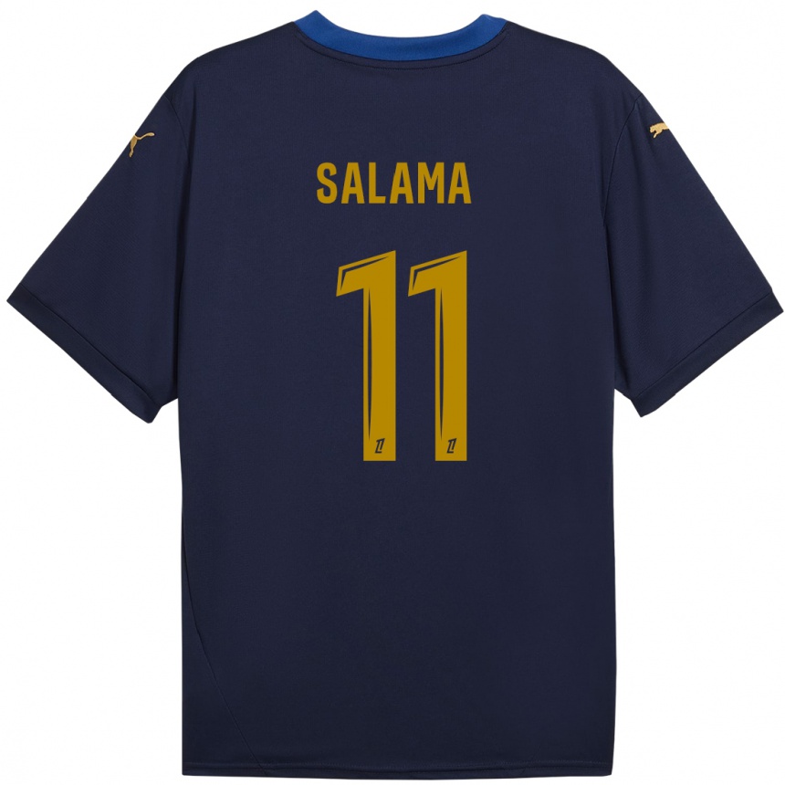 Kids Football Amine Salama #11 Navy Gold Away Jersey 2024/25 T-Shirt