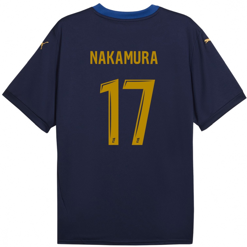 Kids Football Keito Nakamura #17 Navy Gold Away Jersey 2024/25 T-Shirt