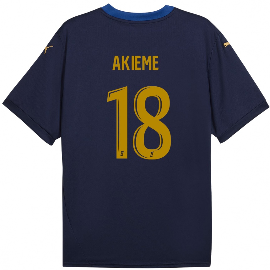 Kids Football Sergio Akieme #18 Navy Gold Away Jersey 2024/25 T-Shirt